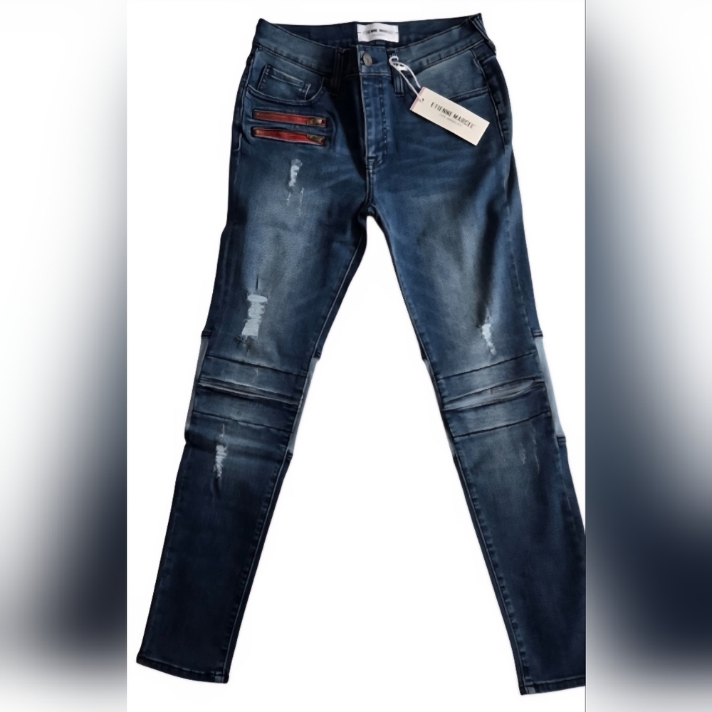 Etienne Marcel LA Red Zip Moto Skater Jeans NWT 27 Street Style